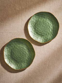 Pure Home + Living - Set of 2 Green Dune Glass Dessert Plates