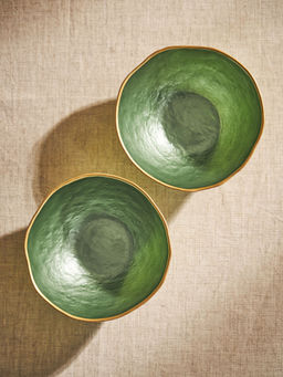Pure Home + Living - Set of 2 Green Dune Glass Serving Bowls
