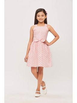 TINY GIRL - Stripes Printed Dresses Peach