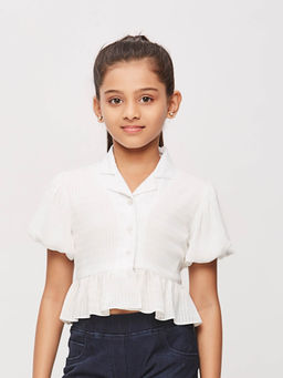 TINY GIRL - Solid/Plain Tops White
