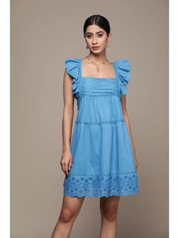 Label Ritu Kumar - Blue Solid Mini Dress