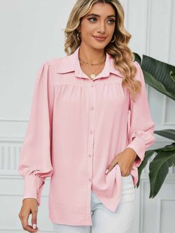 Oh Rare - Pink Solid Full Sleeves Shirt
