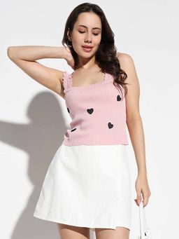 SHOWOFF - Women Pink Printed Fitted Top