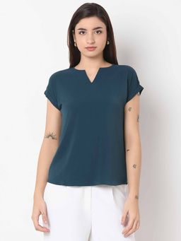 Not So Pink - Teal Solid Short Sleeve Top