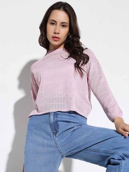 SHOWOFFFF - Women Pink Solid Full Sleeves Top