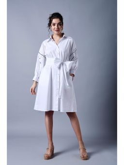 Style Junkiie - Tencel Bow Tie-Up Shirt Dress