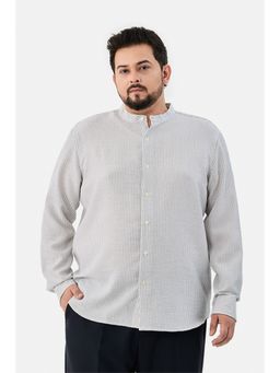 Snitch - Light Grey Stripes Regular Casual Plus Size Shirt for Men