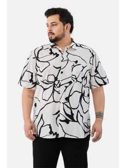 Snitch - White Abstract Regular Casual Plus Size Shirt for Men