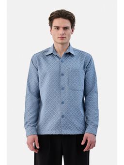 Snitch - Light Blue Full Sleeves Casual Overshirt for Men