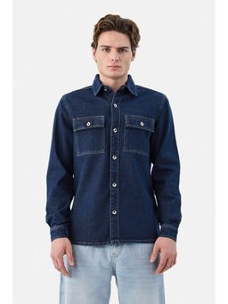 Snitch - Dark Blue Denim Casual Overshirt for Men