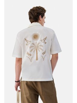Snitch - Embroidery Half Sleeves Boxy Shirt for Men