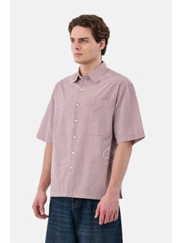 Snitch - Brown Stripes Half Sleeves Boxy Casual Shirt for Men
