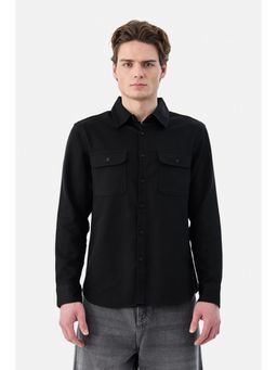 Snitch - Black Solid Full Sleeves Regular Shirt for Men