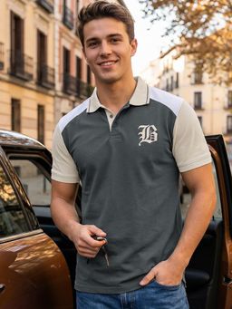 Bewakoof - Men's Dark Shadow Colorblock Polo T-Shirt