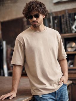 Bewakoof - Men's Ginger Root Brown Oversized T-Shirt