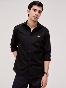 Andamen - Men's Black Cotton Elastane Oxford Shirt