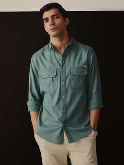 Andamen - Men's Green Pure Cotton Slim Shirt