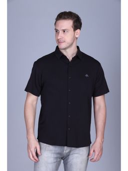Parcel Yard - Men's Black Casual Regular Fit Shirt