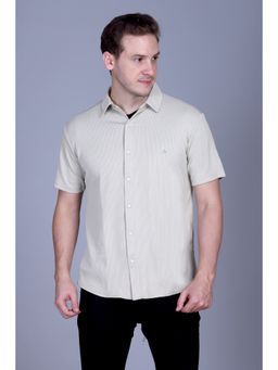 Parcel Yard - Men's Cream Casual Regular Fit Shirt