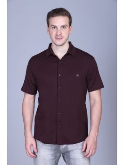 Parcel Yard - Men's Wine Casual Regular Fit Shirt