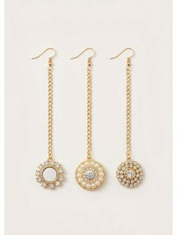 Choko - Set of 3 Floral Circular Maang Tikka with Pearls for Wedding (3-12 Years)