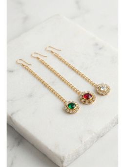 Choko - Set of 3 Round Maang Tikka with Colorful Stones for Wedding (3-12 Years)