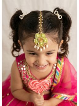 Choko - Floral Gota Patti Maang Tikka with Pearl Drops for Wedding Wear (3-12 Years)