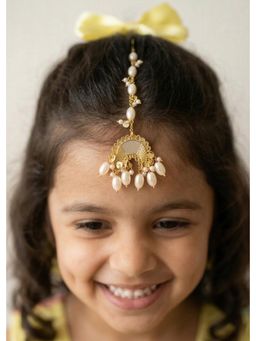 Choko - Half Moon Mirror Maang Tikka with Pearl Drops for Wedding Wear (3-12 Years)