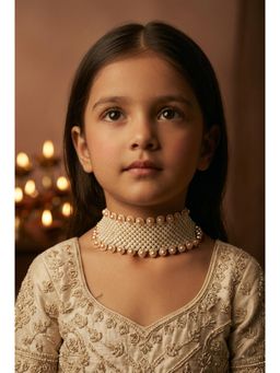 Choko - Elegant Woven Pearl Choker Necklace for Wedding and Festive Wear (3-12 Years)