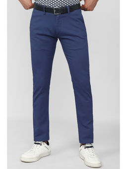 Peter England - Men Navy Solid Low Skinny Fit Casual Trousers
