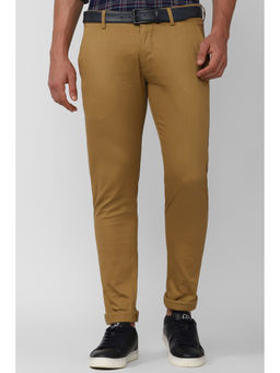 Peter England - Men Khaki Solid Low Skinny Fit Casual Trousers