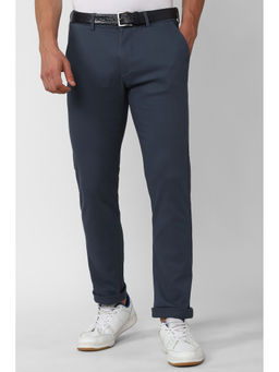 Peter England - Men Navy Solid Super Slim Fit Casual Trousers