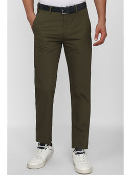 Peter England - Men Green Solid Super Slim Fit Casual Trousers