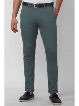 Peter England - Men Blue Solid Super Slim Fit Casual Trousers