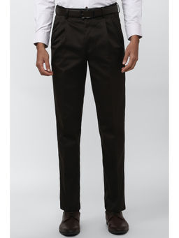Peter England - Men Black Solid Smart Fit Casual Trousers