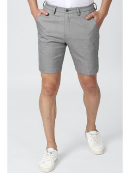 Peter England - Men Grey Textured Slim Fit Casual Shorts