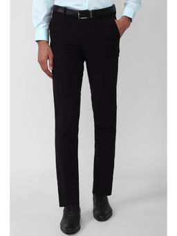Peter England - Men Black Solid Slim Fit Formal Trousers