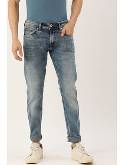 Peter England - Men Blue Mid Wash Low Skinny Fit Jeans