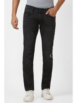 Peter England - Men Black Dark Wash Low Skinny Fit Jeans