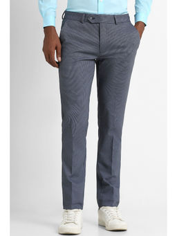 Peter England - Men Grey Print Super Slim Fit Formal Trousers