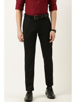 Peter England - Men Black Solid Super Slim Fit Formal Trousers