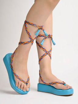 Shoetopia - Classic Printed Blue Strap Gladiators
