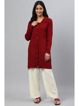 Aurelia - Red Shirt Collar Cardigan