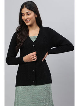 Aurelia - Black Yarn-Dyed Cardigan