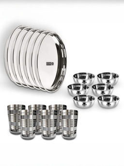 USHA SHRIRAM - 6 Pcs Plate Set of Vati-200ML Stainless Steel Glass - 300ML