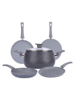 USHA SHRIRAM - Matt Finish - Concavetawa Round Grill Pan Tawa Frying Pan Handi Pot with Lid
