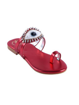 PREET KAUR - Red Embellished Kolhapuris