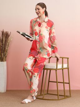 Indo Era - Multi-Color Floral Collar Neck Shirt with Pant