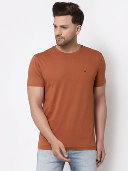 Red Tape - Men Tan Solid T-Shirt