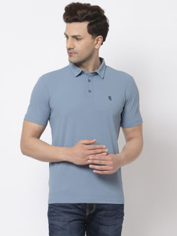 Red Tape - Men Slate Blue Polo Neck T-Shirt